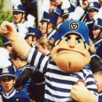 Louie the Laker in the stands.